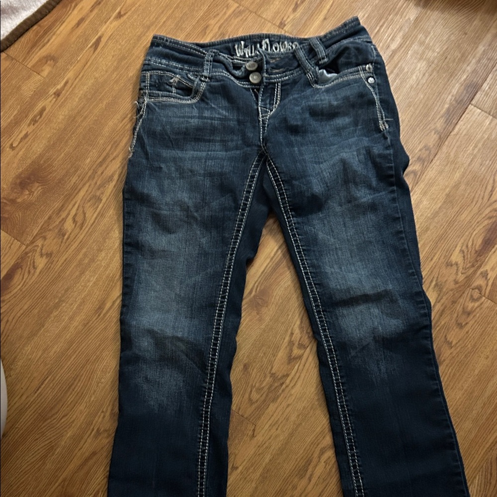 Wallflower Dark Blue Straight Leg Jeans
